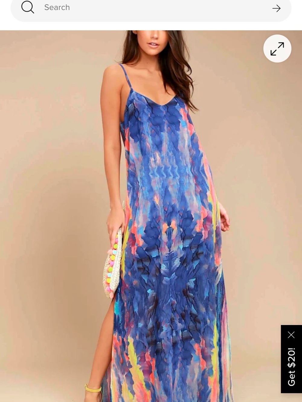 Lulus Flying Watercolors Royal Blue Print Maxi Dress